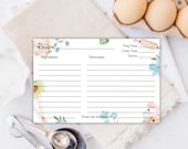 Recipe Cards 4x6, farmhouse recipe card, recipe card printable 8.5x11, recipe card bridal shower, downloadable recipe card, gift for foodies