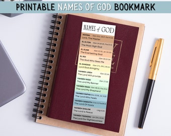 Names of God bookmark printable, Christian bookmark men, Bible study tools, Bible bookmark for men, Dad Bible things, Bible gifts for men