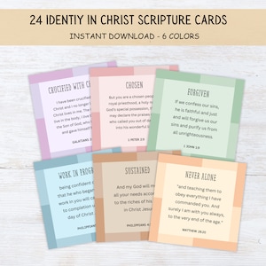 Quem Sou Eu em Cristo, Identidade em Cristo para Imprimir, Cartões de Identidade em Cristo 24, Cartões de Versículos para Memorizar ESV, Cartões de Versículos Bíblicos para Memorizar
