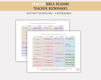 Spaanse bijbelbladwijzers, bijbellezen tracker bladwijzer, afdrukbare bijbeltracker, boeken van de bijbeltracker, Spaanse afdrukbare bijbel
