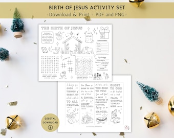 Birth of Jesus Nativity, birth of Jesus kids Christmas activity church, Nativity Christmas activity Placemat, Sunday School Activity
