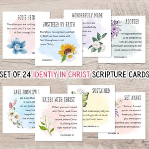 Wer ich in Christus bin, 24 Identität in Christus Karten zum Ausdrucken, christliche Gebetskarten zum Ausdrucken, Gebetskartenpakete, Identität in Christus für Frauen