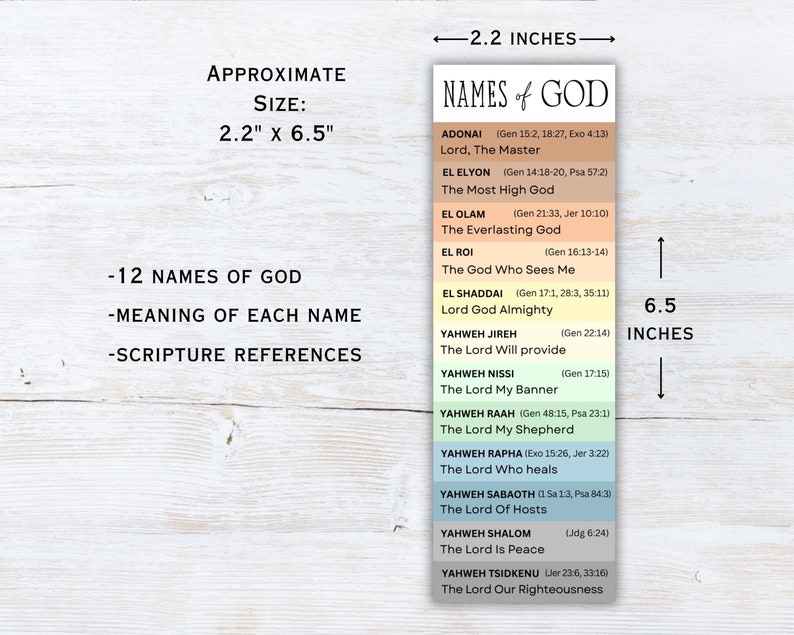 Names of God Bookmark Printable Bible Bookmark Names of God Printable Names of God Bookmark Printable Bible Bookmark Names of God Printable