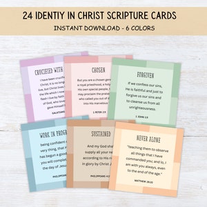Identidade em Cristo para imprimir, Cartões de Identidade em Cristo 24, Cartões com Versículos para Memorizar NKJV, Cartões de Oração para Download Digital, Cartões com Versículos Bíblicos para Memorizar