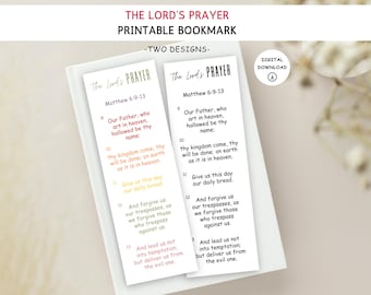 Herrens bön bokmärke, utskrivbar Herrens bön, Matteus 6:9-13, Herrens bön tryck, bibelstudie bokmärke, kristna bokmärken tryck