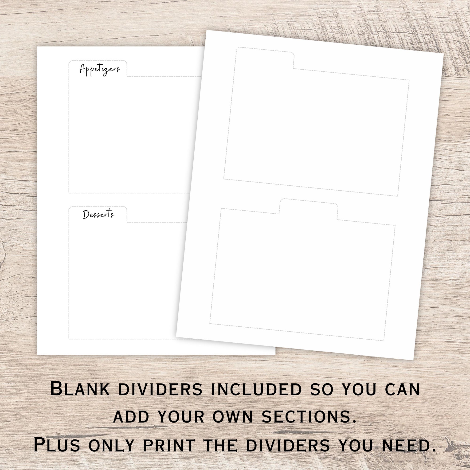 Recipe Box Dividers 4x6, Card Divider Tabs, Recipe Box Labels, Printable Recipe Dividers, Recipe ...