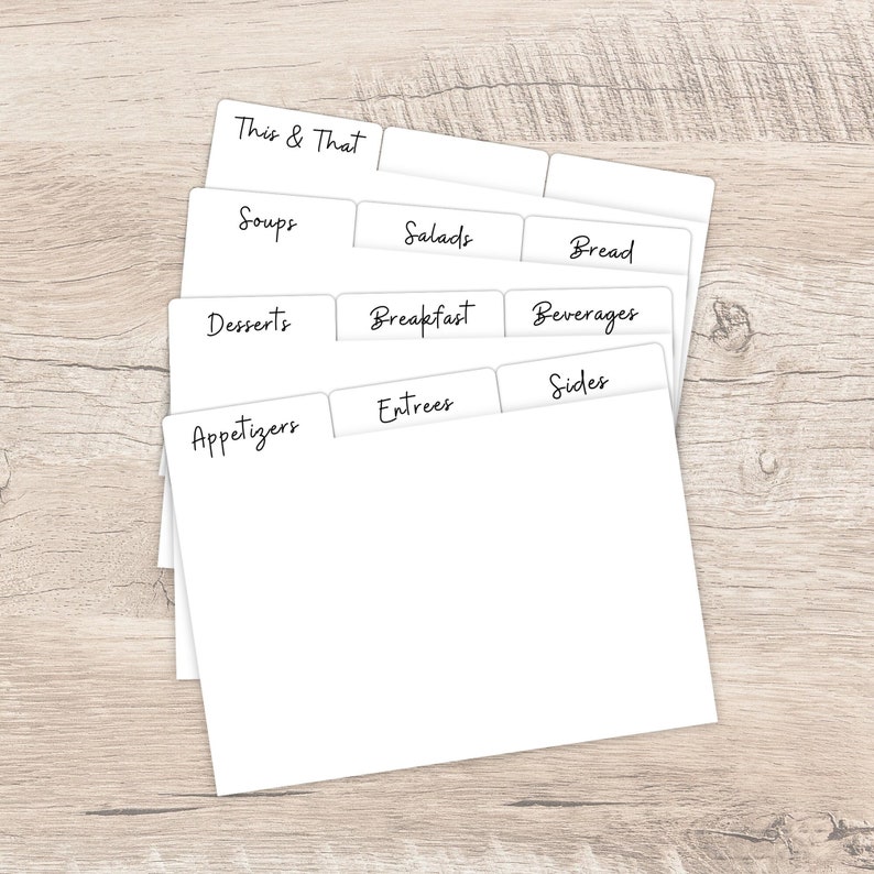Recipe Box Dividers 4x6, Card Divider Tabs, Recipe Box Labels