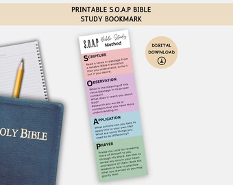 SOAP Bible Study Guide, SOAP Bible Study Printable, Bible Study SOAP, soap Bible study, Bible Study Bookmark, Christian Bookmark Printable