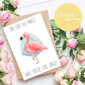 Niedliche Junggesellinnenabschieds-Karte Flamingo-Grußkarte für Braut Letzter Seitensprung vor dem Ring-Karte innen leer für Braut-Rosa-Flamingo-Karte