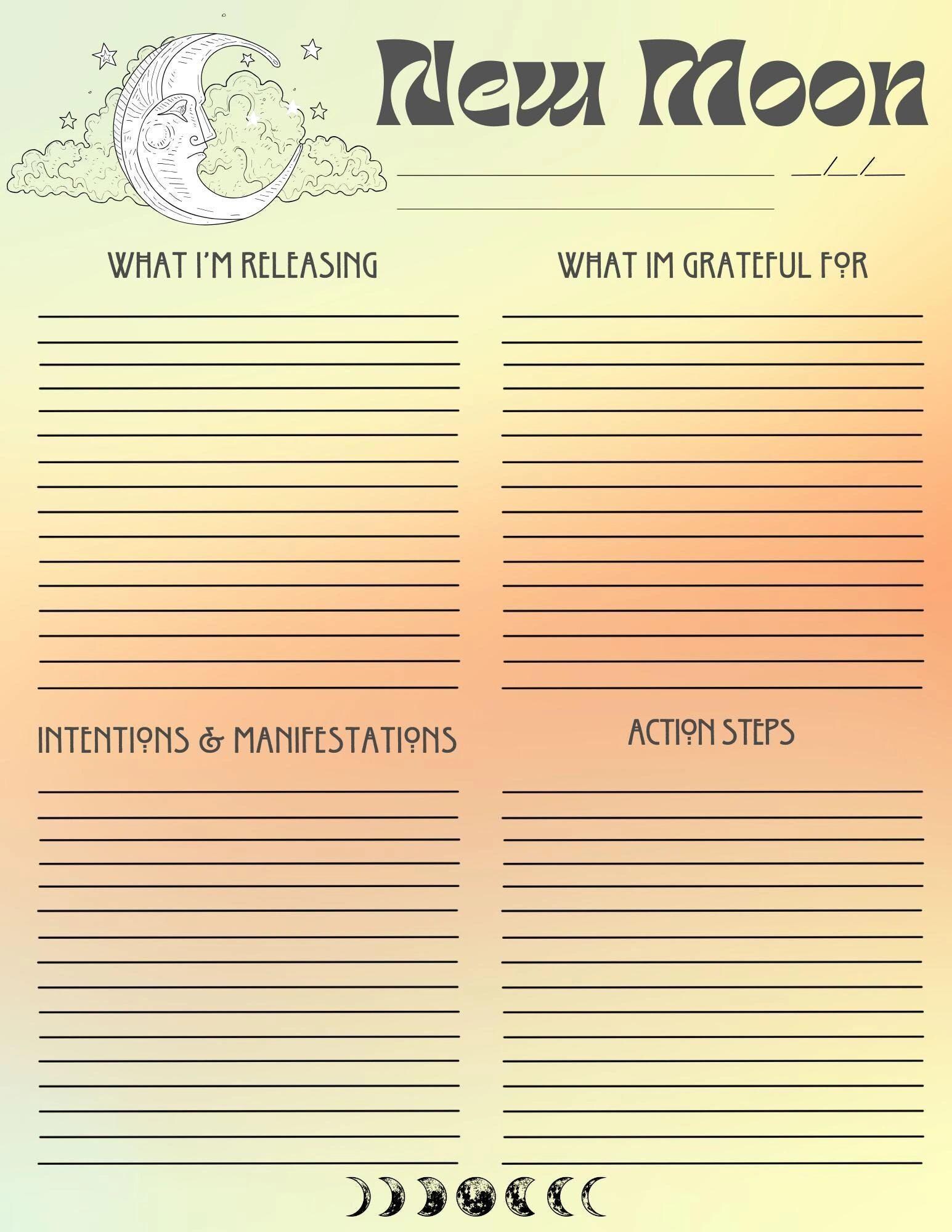 New Moon Ritual Sheet - Printable PDF, Digital Download, Manifestation ...