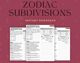 Astrology Subdivision Fill Sheet - Dualities, Modes, Elements PDF, Printable Reference Guide, Beginner Astrology