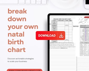 Hoja para completar la carta natal astrológica: Registro de la carta natal (Descarga digital)