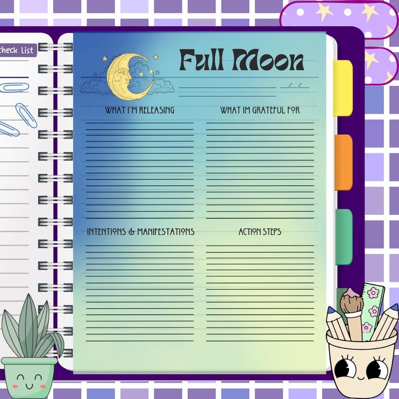 Full Moon Ritual Sheet - Printable PDF, Digital Download, Manifestation ...