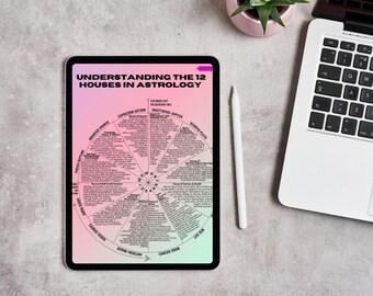 Astrología 12 Casas PDF - Hoja digital, guía imprimible, carta natal - ROSA/VERDE