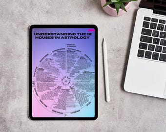 Astrología 12 Casas PDF - Hoja digital, guía imprimible, carta natal - AQUAMARINE