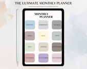 Undated digital planner, Monthly planner, iPad planner, Notability, Noteshelf, Xodo, Digital journal Pdf, Simple, Neutral Color, Journale.