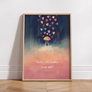Motivational Quote from The Holy Quran | Surely, with hardship comes ease | Islamic Wall Art for Kids | Eid & Ramadan Gift | Digital Print