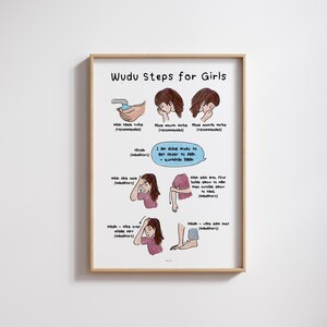 Passi Wudu per ragazze / Arte murale islamica Shia Ithna Ashari per bambini / Guida Wudu / Regalo per Eid e Ramadan / Arte digitale islamica educativa immagine 2