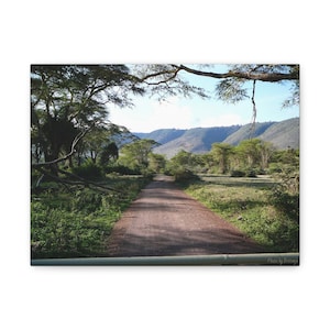 Canvas Wall Art, Serene African Landscape in Ngorongoro Crater, Stretched Matte Canvas Print, Home Decor, Nature Wall Hanging, Wildlife Art,