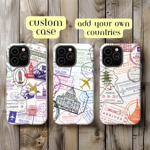 Create Your Own Travel Country Passport Stamp Travel Phone Case, For iPhone 13 15 14, Travel the World, Traveling Quote, Cute Thin Silicone,