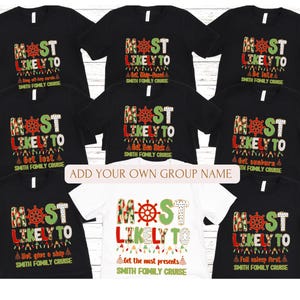 Custom Matching Family Cruise Christmas Pajamas, Personalized Most Likely to Pjs, Friends Vacation Shirts, Funny Christmas Cruise Outfits