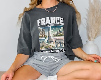 Custom Group Family Vacation 2025 Shirt, Personalized Trip to France T-Shirts, Eiffel Tower Traveler Girl Gifts, Matching Paris Vacation Tee