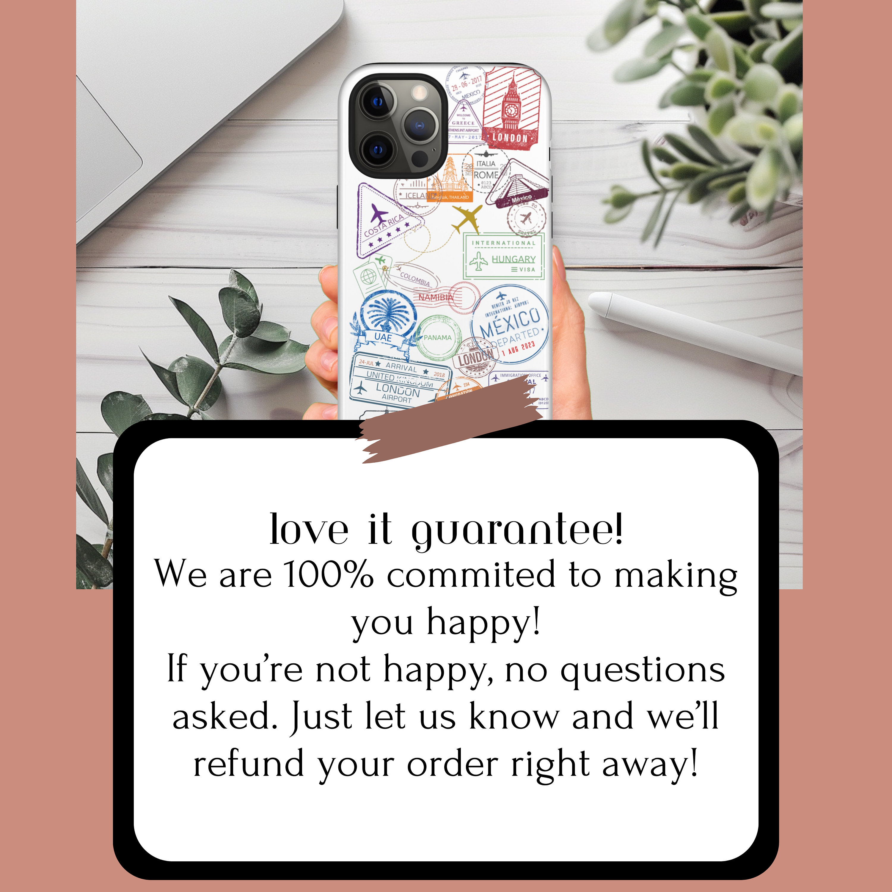 Create Your Own Travel Country Passport Stamp Travel Phone Case, For iPhone 13 15 14, Travel the World, Traveling Quote, Cute Thin Silicone,