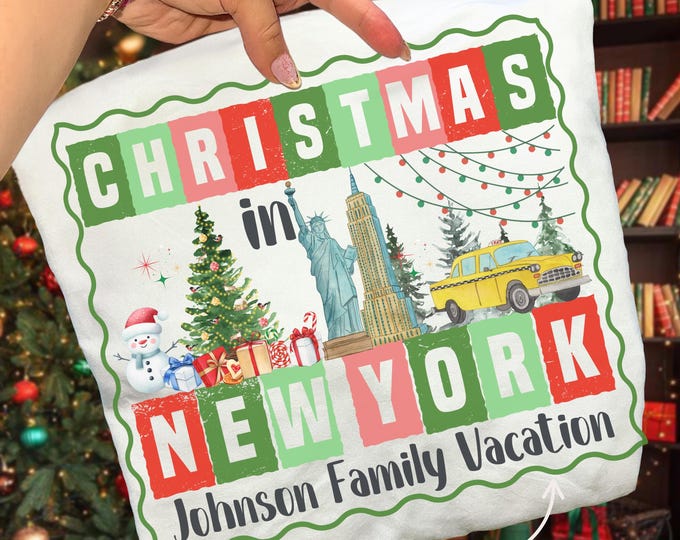 Matching Family Christmas Trip Shirts New York, Personalized Holiday Vacation Tees, Custom NYC Christmas Outfits, Group Travel Hoodies