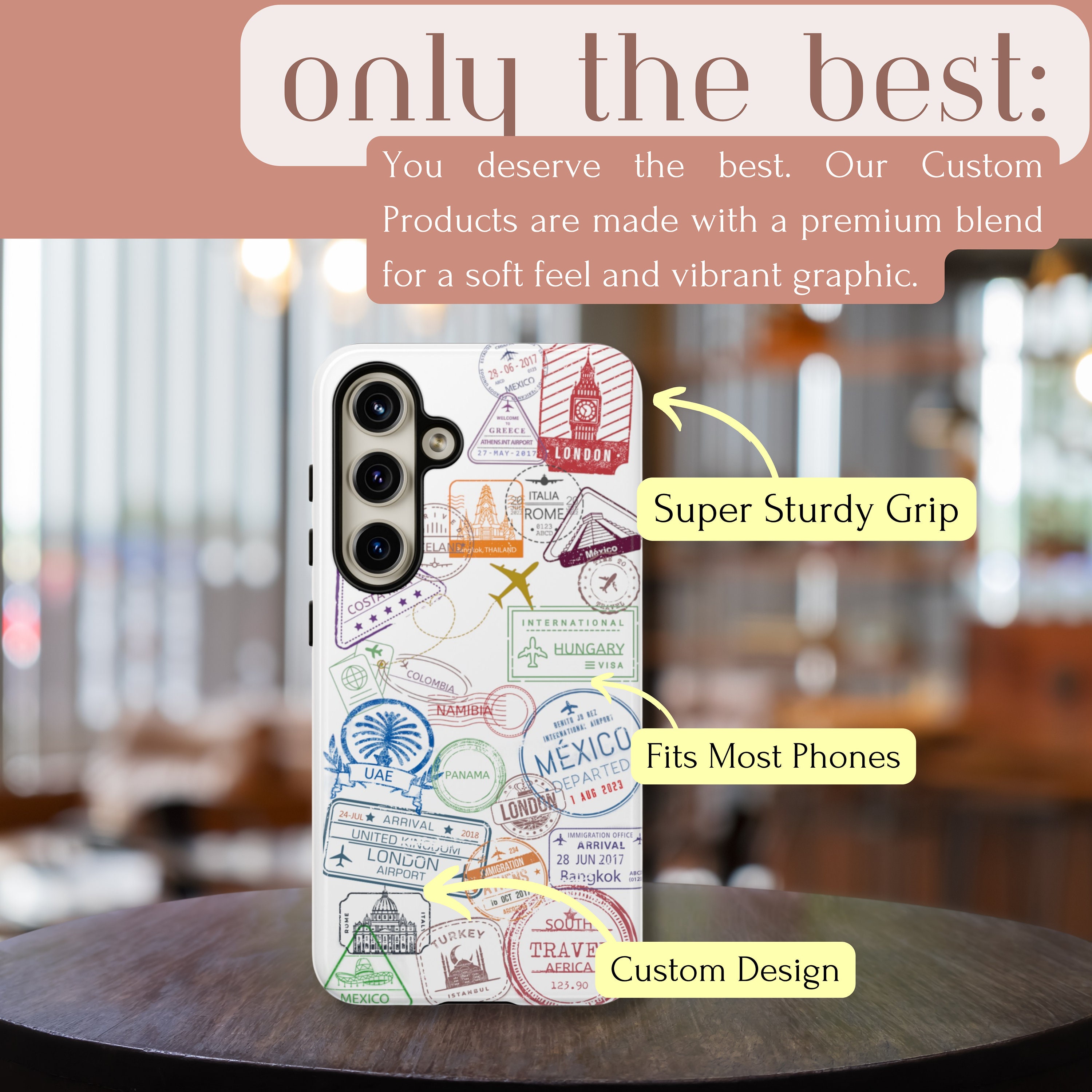 Create Your Own Travel Country Passport Stamp Travel Phone Case, For iPhone 13 15 14, Travel the World, Traveling Quote, Cute Thin Silicone,