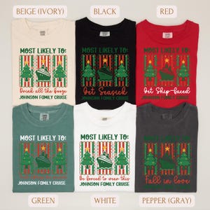 Custom Matching Family Cruise Christmas T-Shirts, Personalized Most Likely to Holiday Friends Vacation Shirts, Funny Christmas Cruise Hoodie