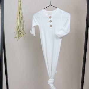Ribbed Bamboo Knot Gown | Going Home Outfit | Newborn Photos | Baby First Outfit | Baby Gift |