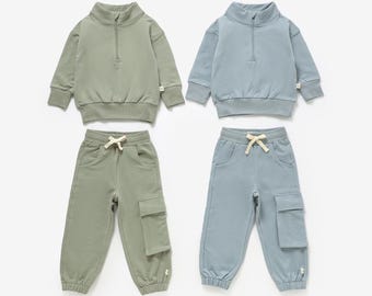 The Beach Terry Set | Organic Cotton Gender Neutral Set | Toddler Outfit | Toddler Jogger Set | Organic Cotton Toddler Jogger Set.