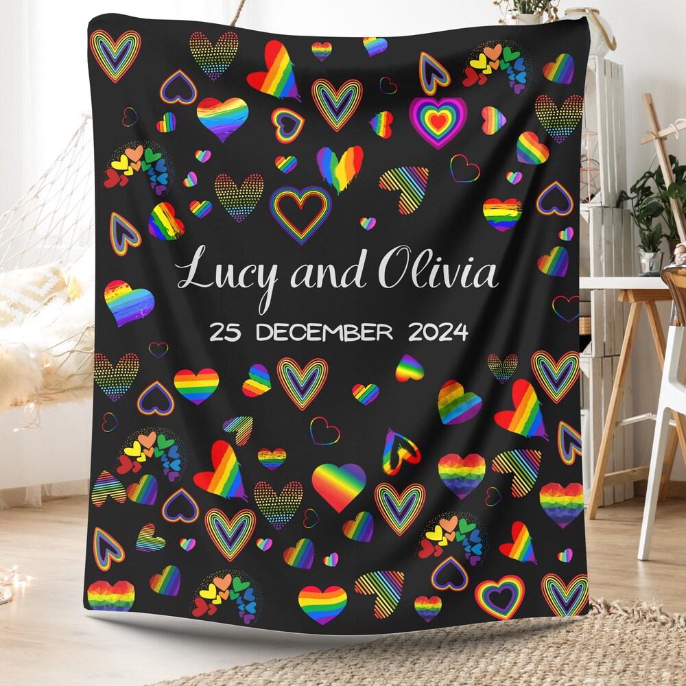 Peckshirt Custom Rainbow Blanket, Lgbtq Flag Blanket, Pride Couple Blanket, Lgbt Wife Blanket, Gay Pride Blanket, Lgbtq Blanket, Gay Blanket, Lesbian Couple
