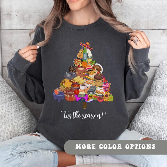 Tis The Season Shirt, Mexican Christmas Tee, Mexican Foods Shirt, Christmas Snacks Tee, Mexican Cuisine Tee, Mexican Christmas Tree T-Shirt.