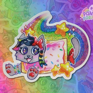 GLITTER STICKER - Poptart Cat | For furries, sparklefurs, Therians, emo, scene, nostalgia vinyl sticker