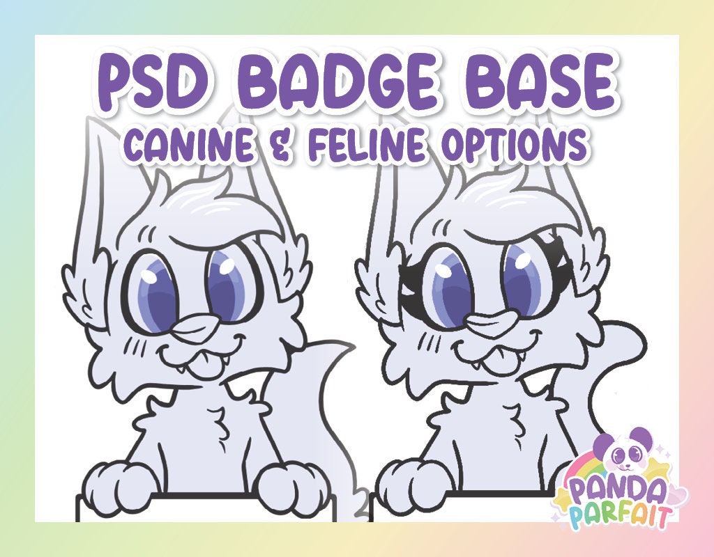Furry Bust Badge .PSD Lineart Base W/feline &amp; Canine Options - Etsy