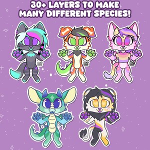 Furry Adopt Base | Chibi Anthro Adoptable Lineart PSD Template image 2