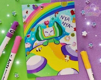 Collecting Cat 5x7" Matte Print | Cute Y2K art for furries, video game, anime fans