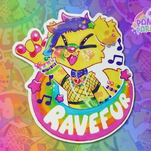 Vinyl Sticker - Furry RAVEFUR Raver | For furries, sparklefurs, Therians, emo, scene, rave, nostalgia vinyl sticker