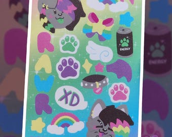 Deco Sticker Sheet - Sparklefur | For furries, therians, emo, scene