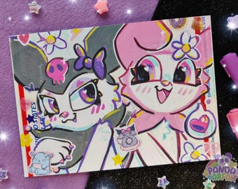 Kawaii Bunnies Art Print | Y2K Pastel Goth Room Decor