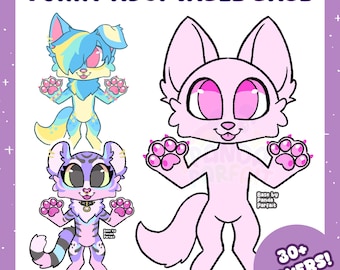 Harige Adopteerbasis | Chibi Anthro Adoptable Lineart PSD-sjabloon