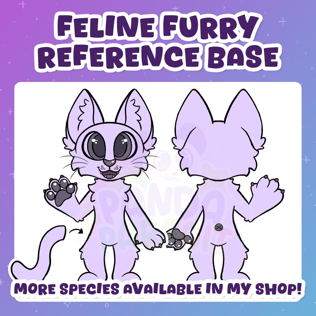 Feline Ref Base Feline Ref Sheet Base | Domestic Cat Furry Fursuit Lineart Template - Etsy