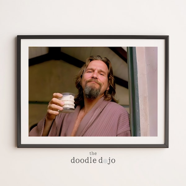 Movie Poster Art Funny Film Decor The Big Lebowski Print Digital Oil Painting Funny Wall Art Gift for Him The Dude Drinking Poster
