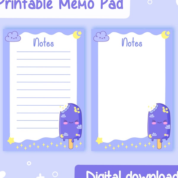 Kawaii Digital Notepad Etsy