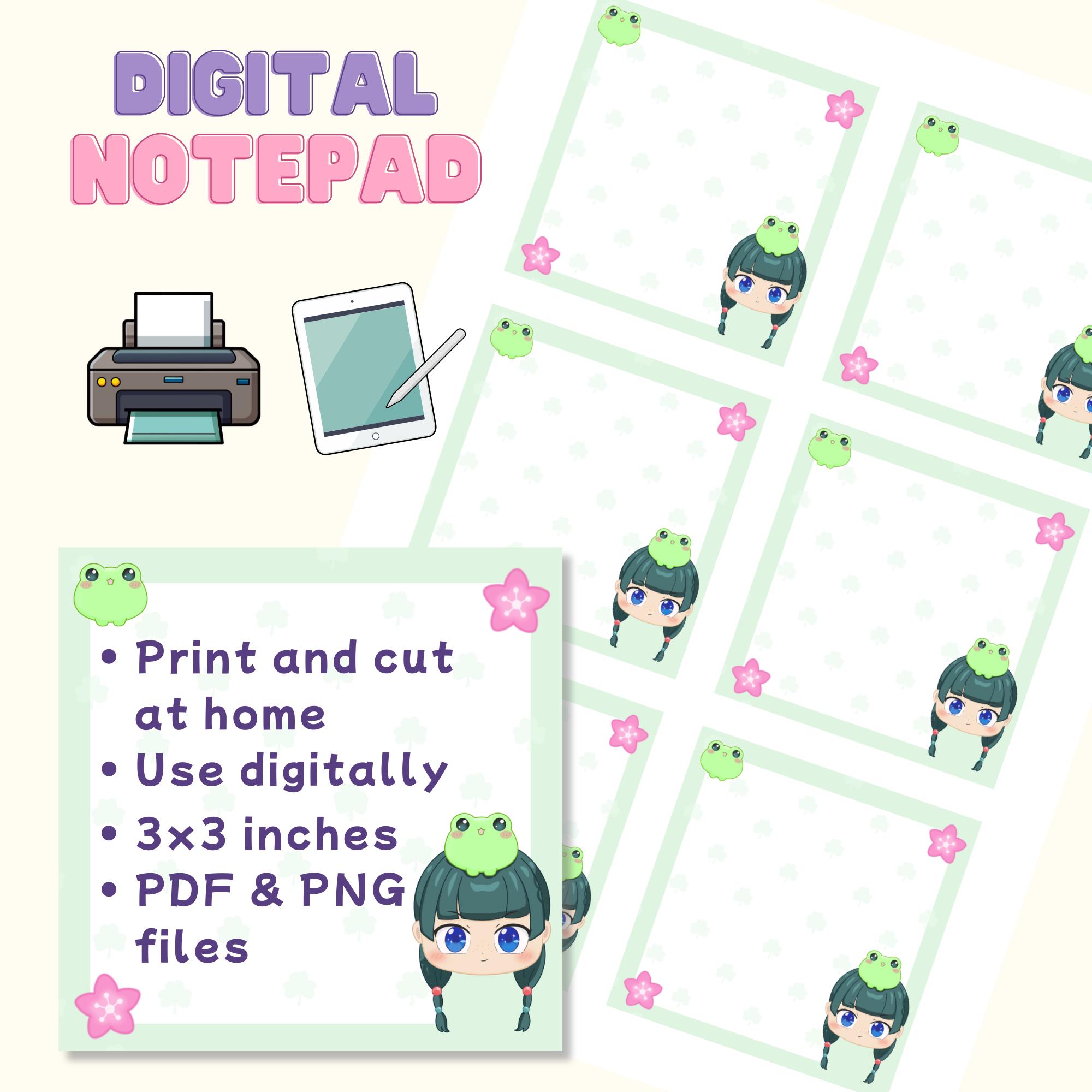 Maomao Digital Notepad, Anime Memo Pad, Kawaii Printable Notepad ...