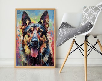 German Shepherd, Pop Colorful Series, German Shepherd Art Print, German Shepherd Poster, Dog Art, Dog Lover Gift