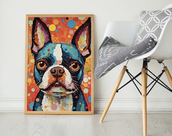 Boston Terrier, Pop Colorful Series, Boston Terrier Art Print, Boston Terrier Poster, Dog Art, Dog Lover Gift