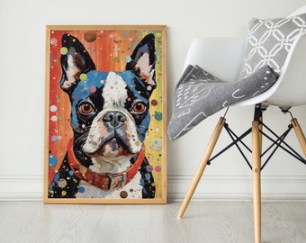 Boston Terrier, Pop Colorful Series, Boston Terrier Art Print, Boston Terrier Poster, Dog Art, Dog Lover Gift