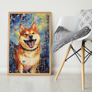 Happy Shiba Inu, Pop Colorful Series, Shiba Inu Art Print, Shiba Inu Poster, Dog Art, Dog Lover Gift